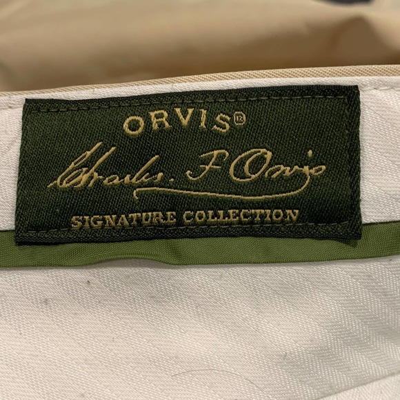 Orvis Men’s Signature Collection 34x28 Khaki Flat Front 100% Cotton Pants - Picture 4 of 4